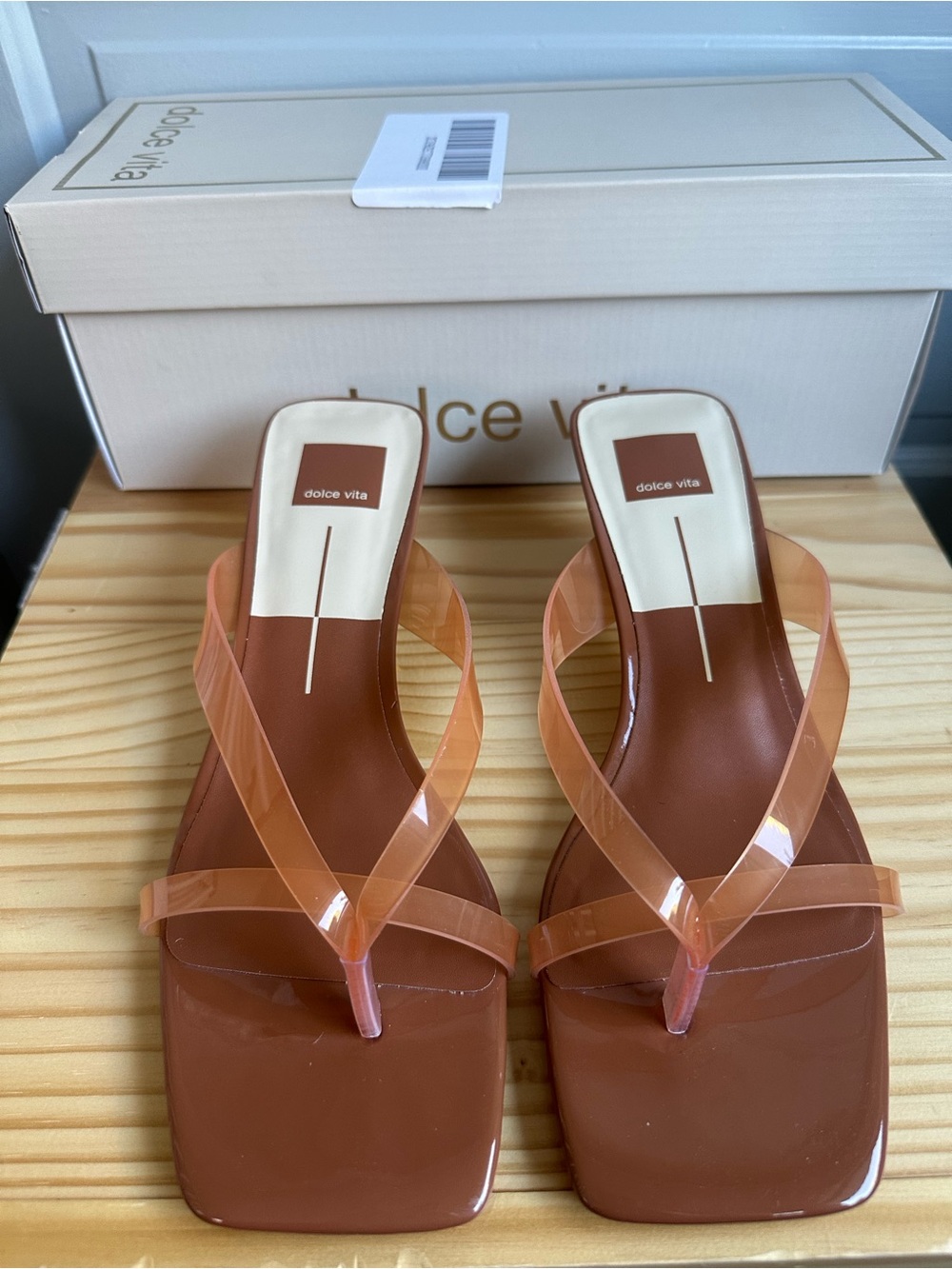Dolce Vita Translucent Peach-Tan Jelly Thong Sandals